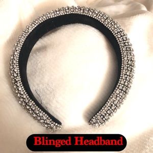 Gorgeous Stoned Silver Headband with black velvet lining